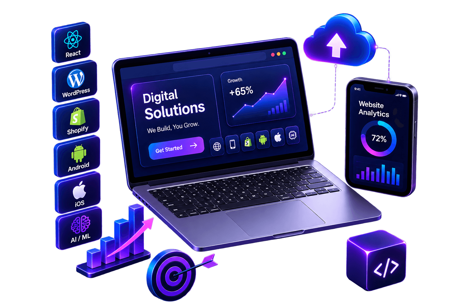 Digital growth and marketing analytics illustration for Chandigarh businesses